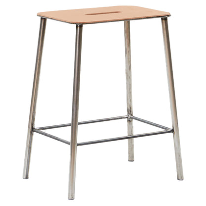 Adam Stool - Natural Leather, Raw Steel