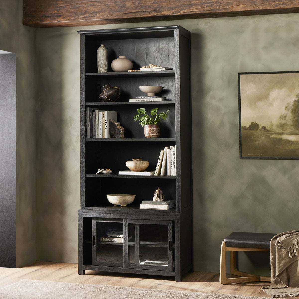 Admont Bookcase - Worn Black