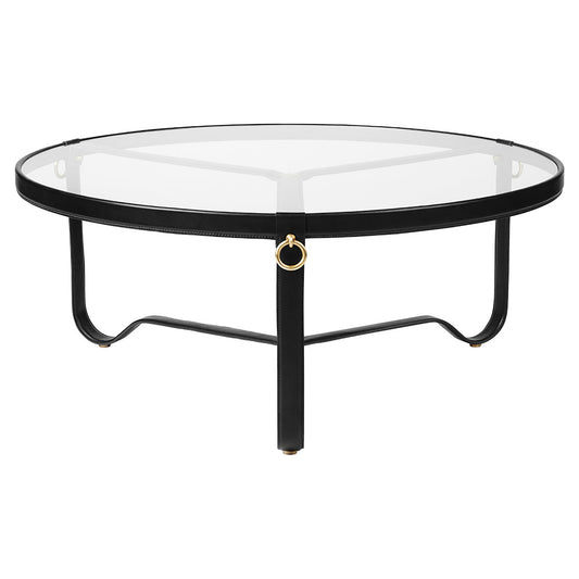 Adnet Large Coffee Table - Black Leather