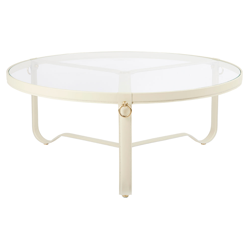 Adnet Large Coffee Table - Cream Leather