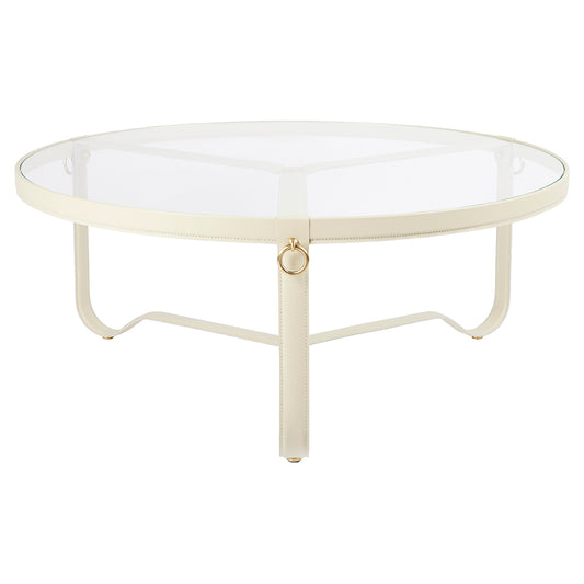 Adnet Large Coffee Table - Cream Leather