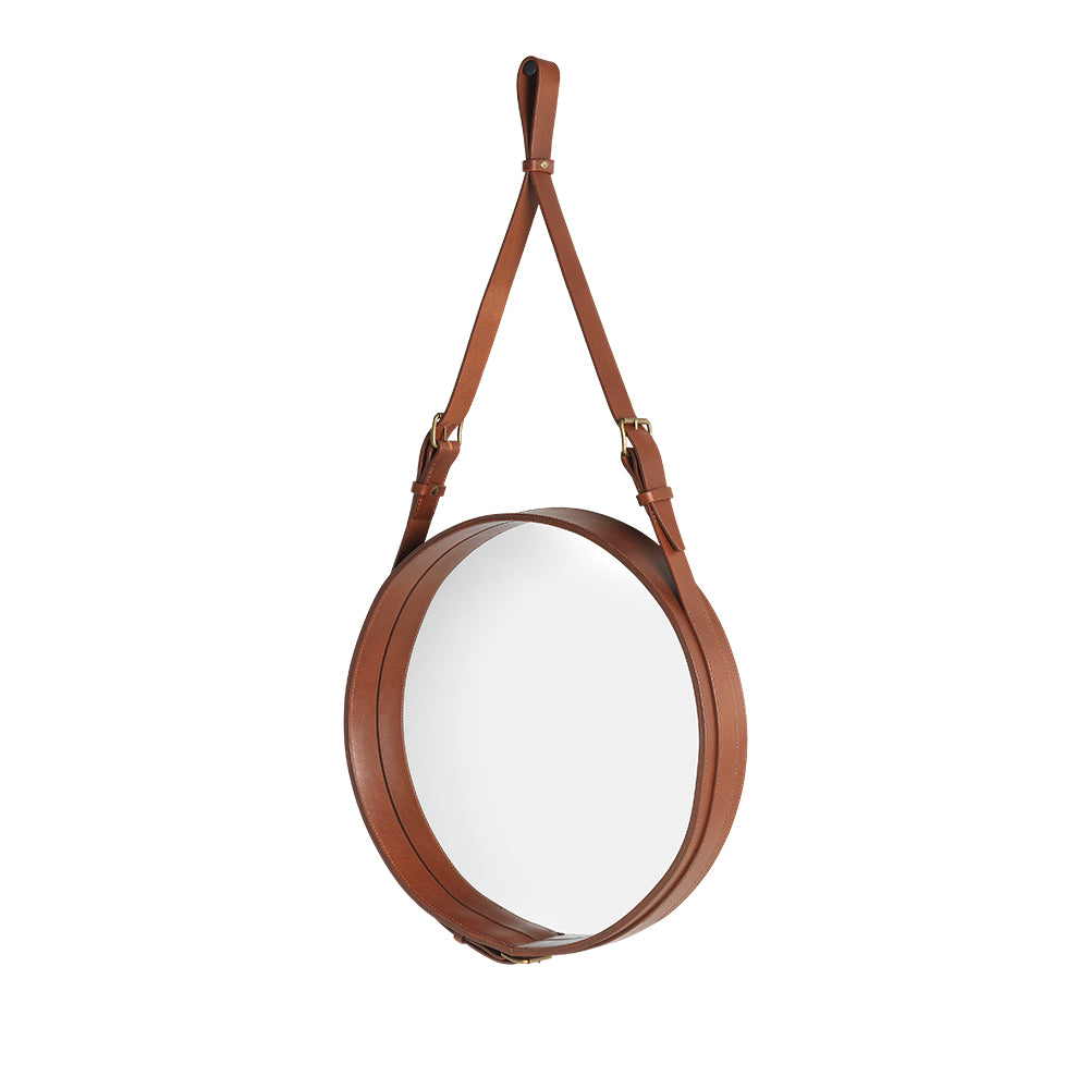 Adnet Round Wall Mirror - Tan