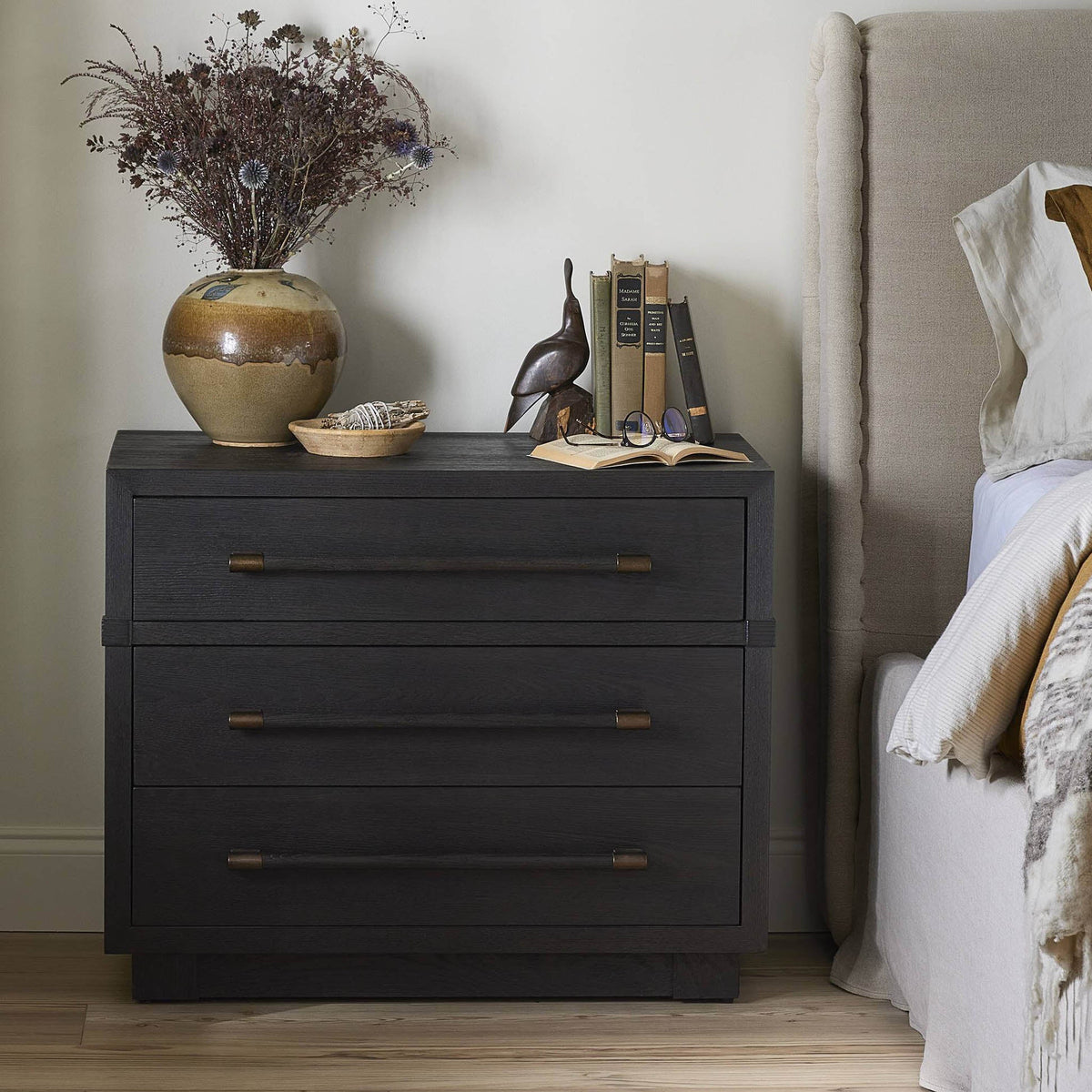 Adolfo Nightstand - Modern Black Ash