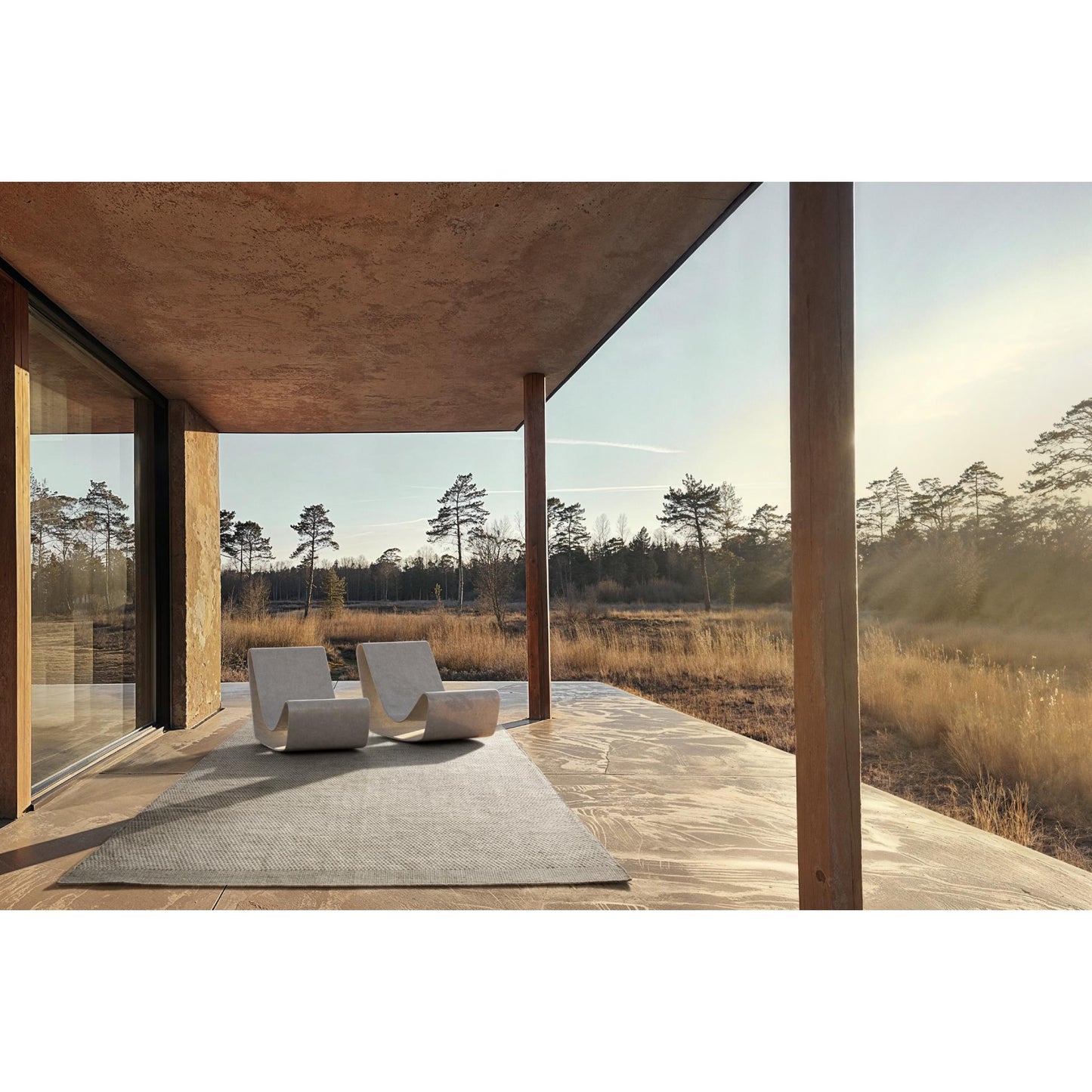 Adonic Mist Rectangular Rug - Steel