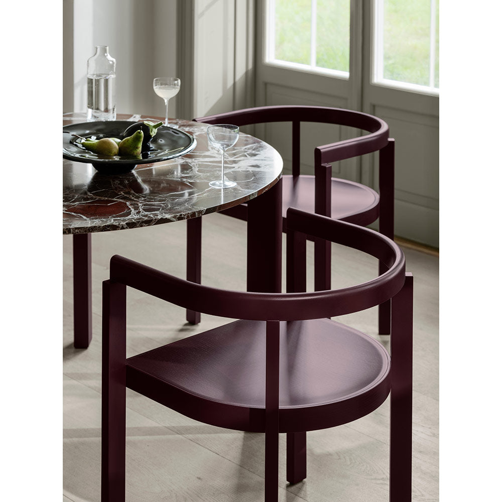 After Dining Table - Burgundy Marble Top, Ash Burgundy Base