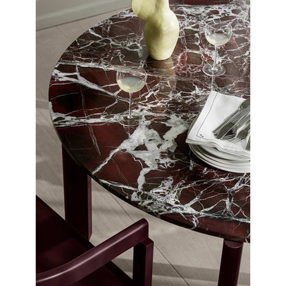 After Dining Table - Burgundy Marble Top, Ash Burgundy Base