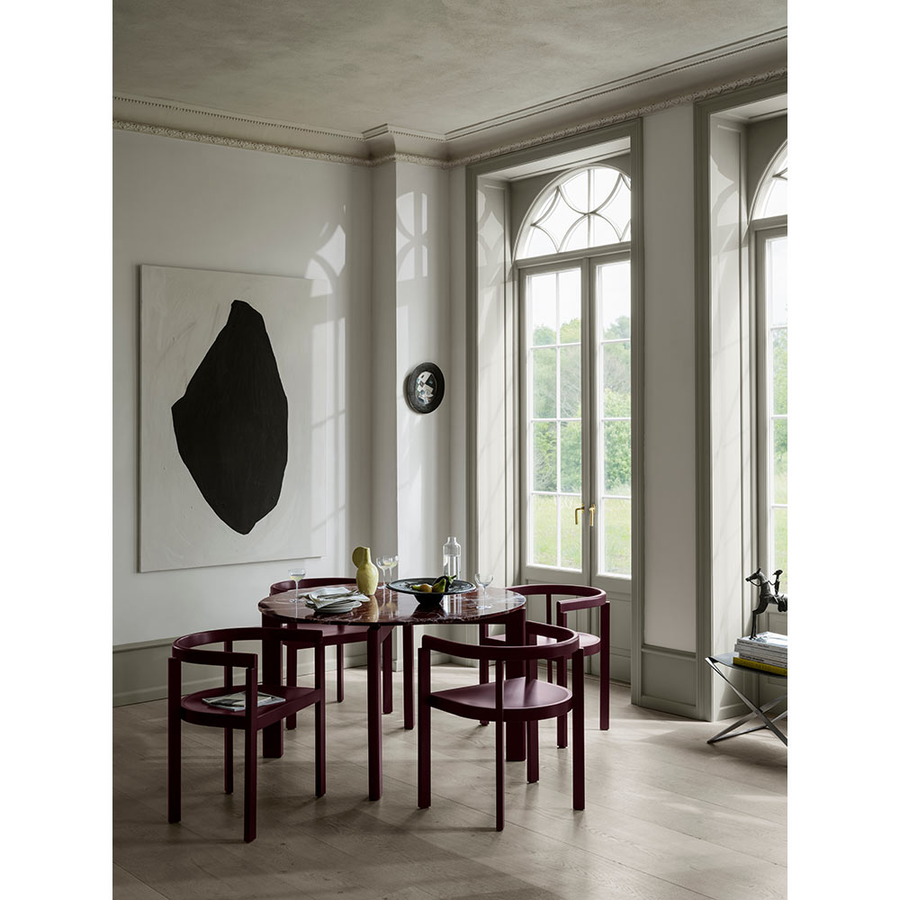 After Dining Table - Burgundy Marble Top, Ash Burgundy Base