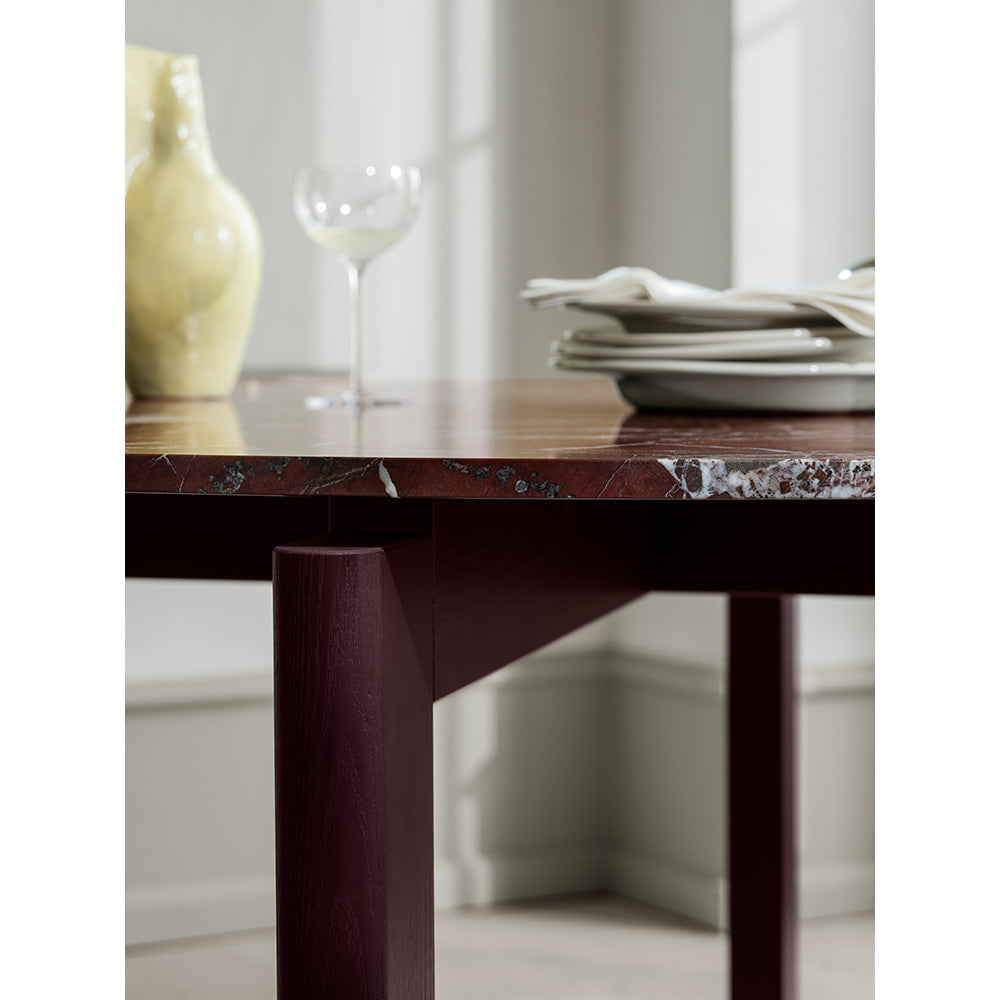 After Dining Table - Burgundy Marble Top, Ash Burgundy Base