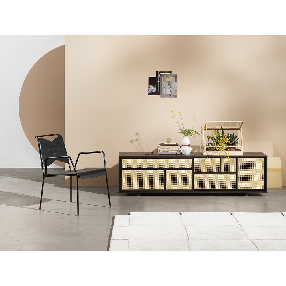 Air Low Media Cabinet - Black, Cane