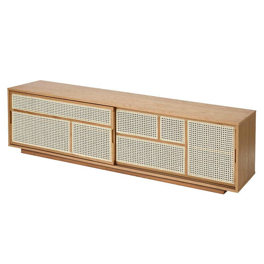 Air Low Media Cabinet - Oak, Cane