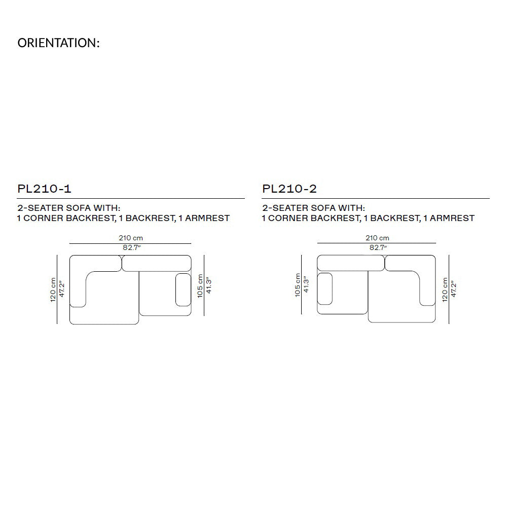Alphabet Sofa PL210 - 2 Seater, Armrest