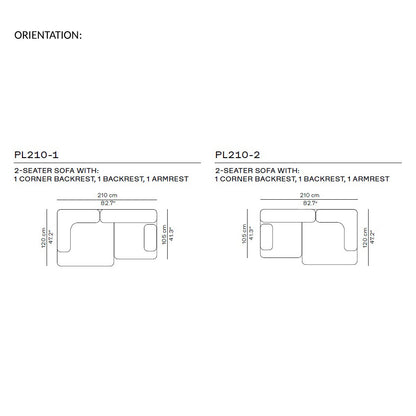 Alphabet Sofa PL210 - 2 Seater, Armrest