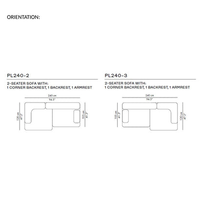 Alphabet Sofa PL240 - 2 Seater, Armrest