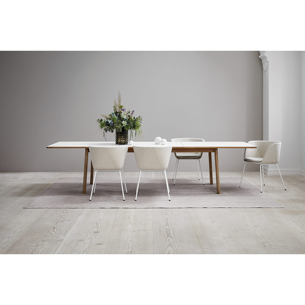 Ana Extendable Dining Table - White Laminate Top, Oak