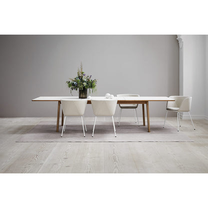 Ana Extendable Dining Table - White Laminate Top, Oak