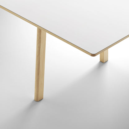 Ana Extendable Dining Table - White Laminate Top, Oak Soap, 86"-125"