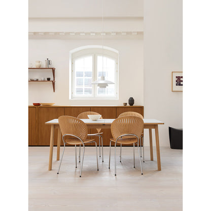 Ana Extendable Dining Table - White Laminate Top, Oak Soap, 70"-110"