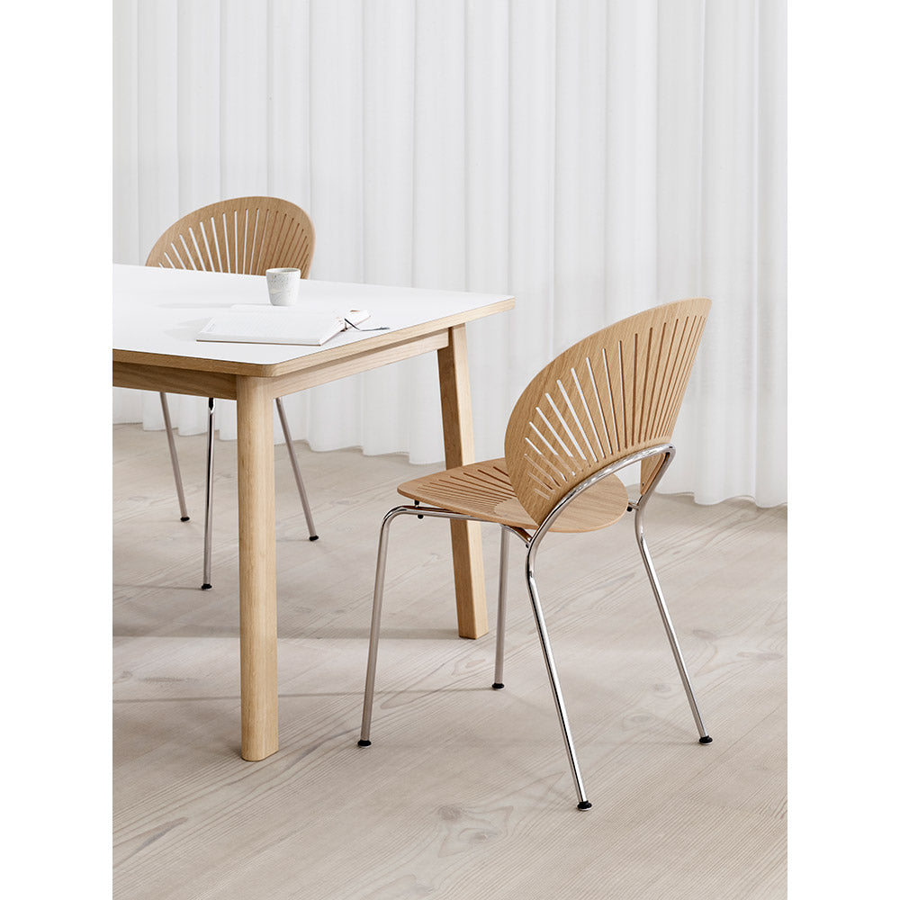 Ana Extendable Dining Table - White Laminate Top, Oak Soap, 70"-110"