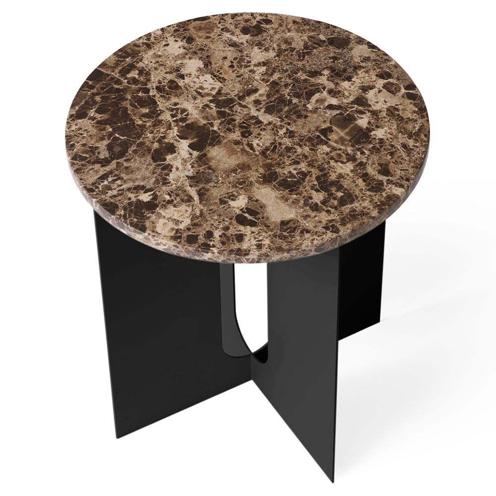 Androgyne 16.5" Steel Side Table - Black, Emperador Dark Marble Top