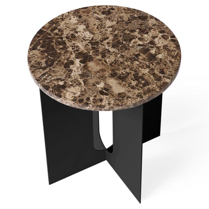 Androgyne 16.5" Steel Side Table - Black, Emperador Dark Marble Top
