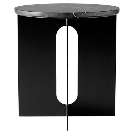 Androgyne 16.5_ Steel Side Table - Black, Nero Marquina Marble Top