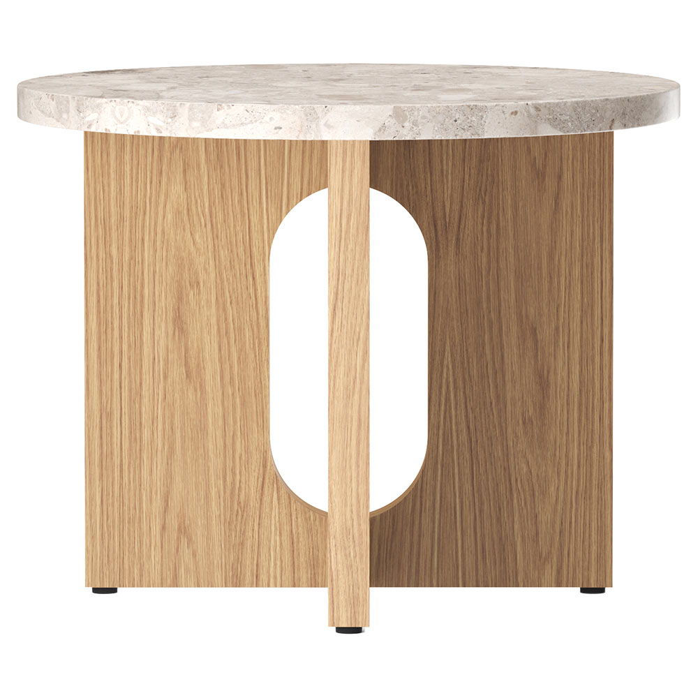 Androgyne 20" Wood Side Table - Natural Oak, Kunis Breccia Stone Top
