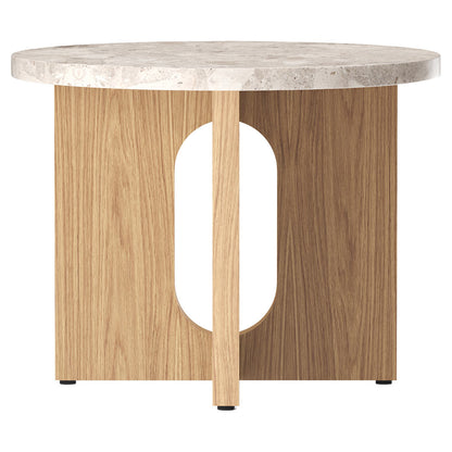 Androgyne 20" Wood Side Table - Natural Oak, Kunis Breccia Stone Top
