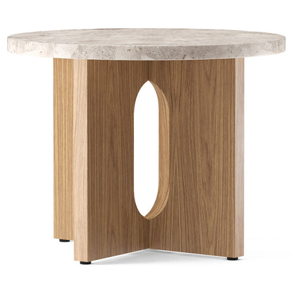Androgyne 20" Wood Side Table - Natural Oak, Kunis Breccia Stone Top