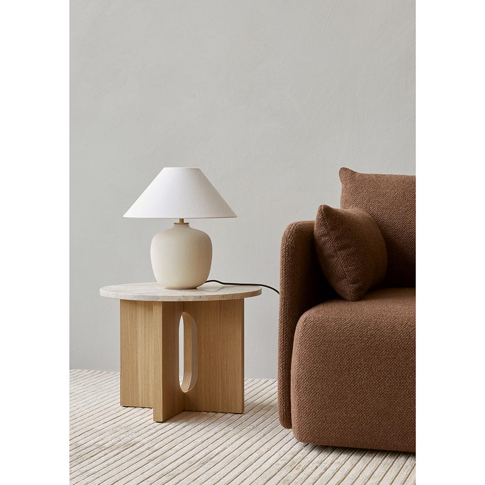 Androgyne 20" Wood Side Table - Natural Oak, Kunis Breccia Stone Top