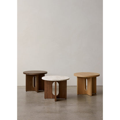 Androgyne 20" Wood Side Table - Natural Oak, Kunis Breccia Stone Top