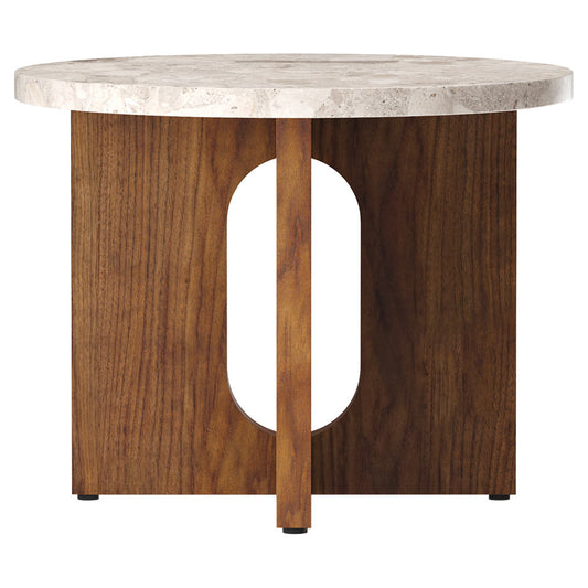 Androgyne 20" Wood Side Table - Walnut, Kunis Breccia Stone Top