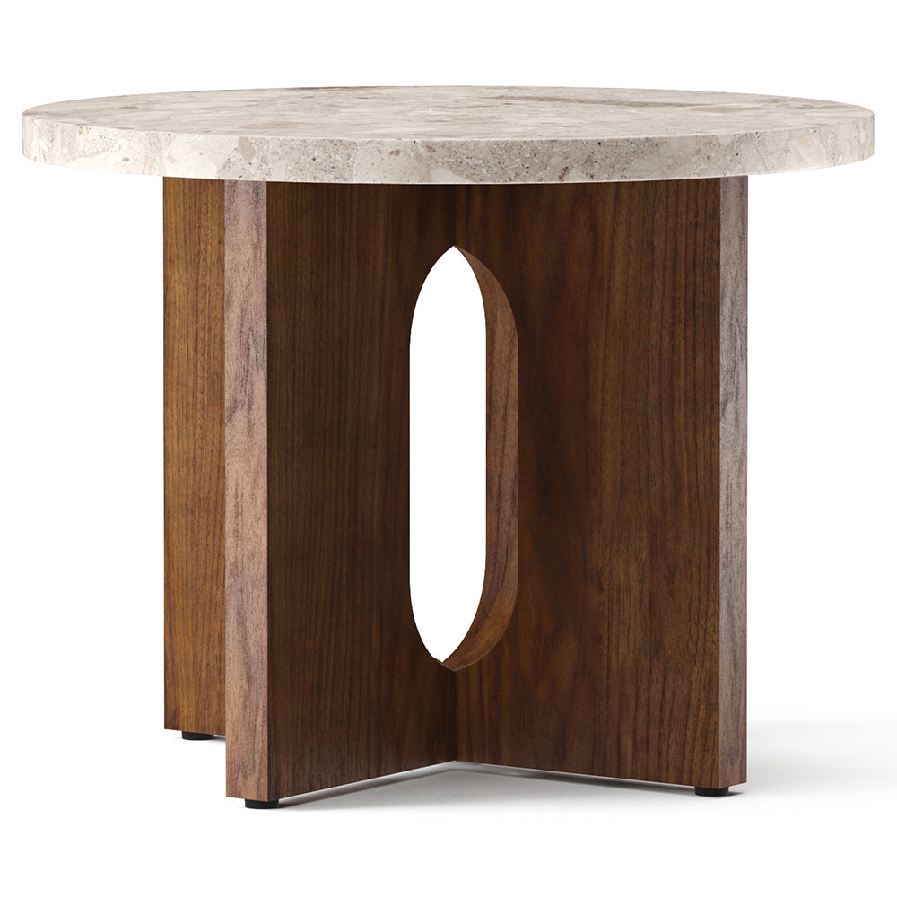 Androgyne 20" Wood Side Table - Walnut, Kunis Breccia Stone Top
