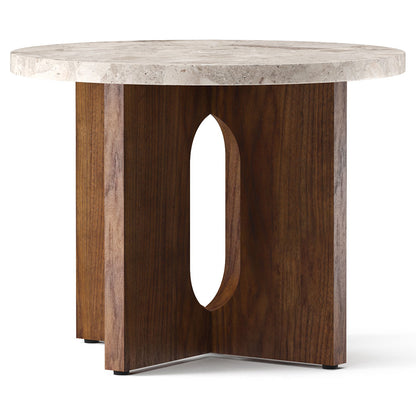 Androgyne 20" Wood Side Table - Walnut, Kunis Breccia Stone Top
