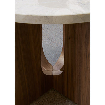 Androgyne 20" Wood Side Table - Walnut, Kunis Breccia Stone Top