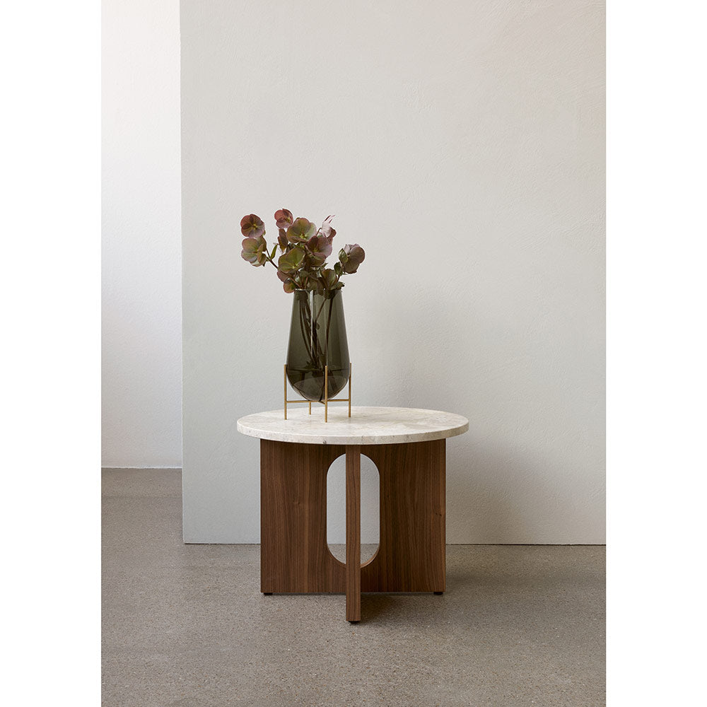 Androgyne 20" Wood Side Table - Kunis Breccia Stone Top