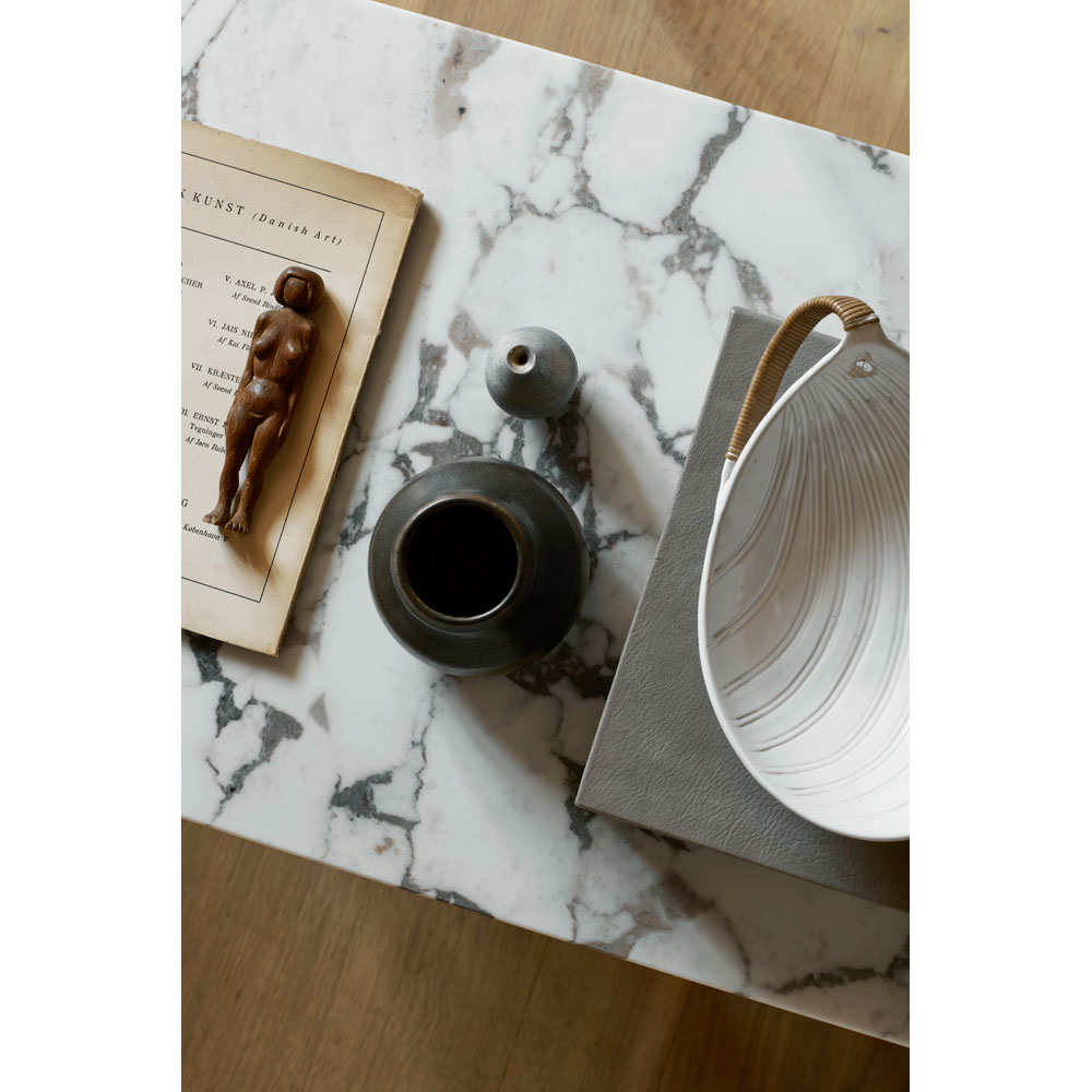 Androgyne Lounge Table - Natural Oak, Calacatta Viola Marble Top