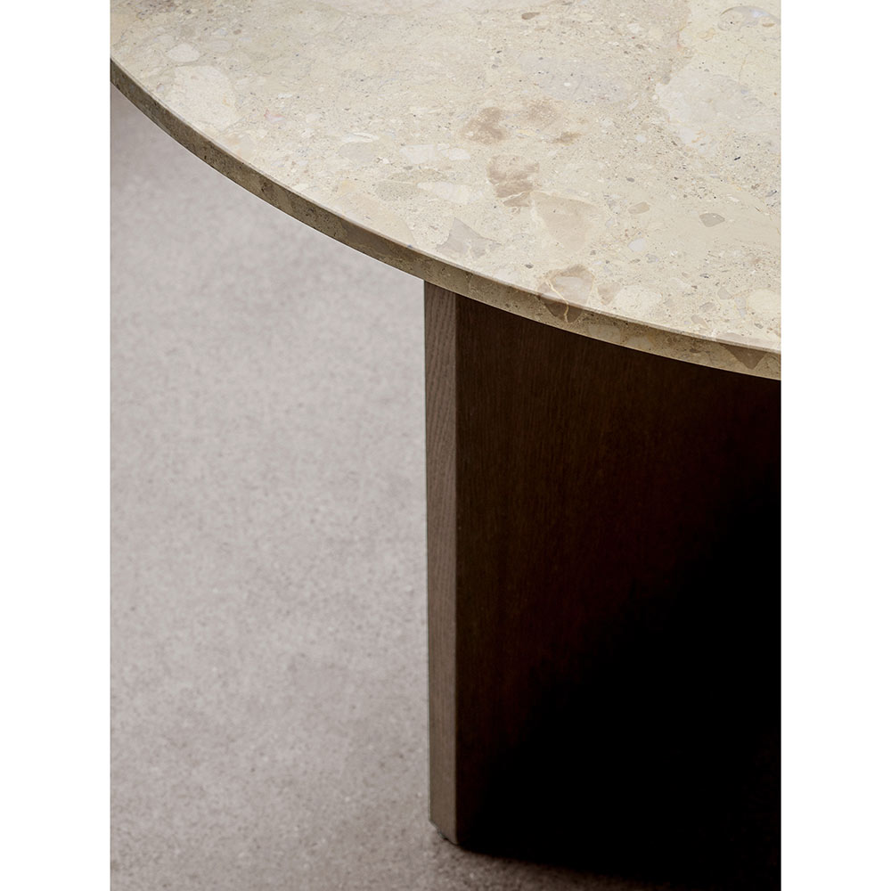 Androgyne Round Dining Table - Dark Stained Oak, Kunis Breccia Stone Top