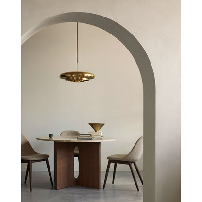 Androgyne Round Dining Table - Dark Stained Oak, Kunis Breccia Stone Top