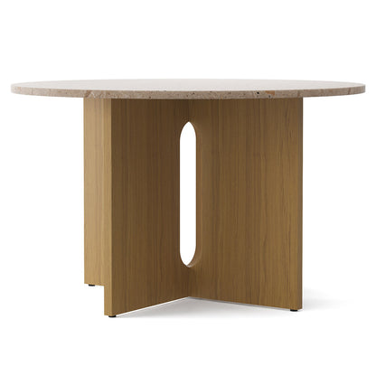 Androgyne Round Dining Table - Natural Oak, Kunis Breccia Stone Top