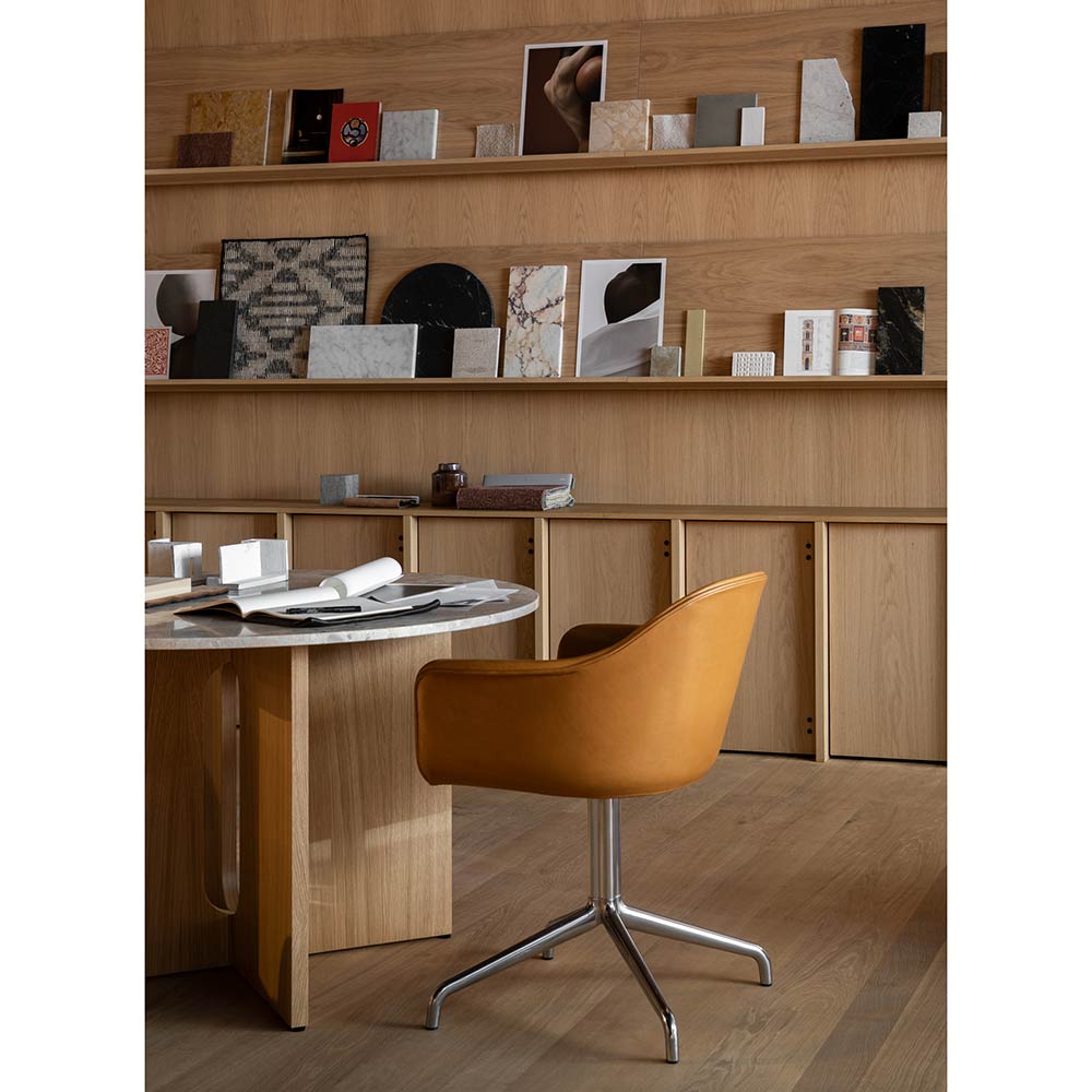 Androgyne Round Dining Table - Natural Oak, Kunis Breccia Stone Top