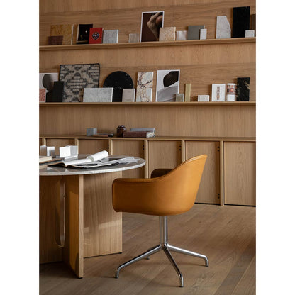 Androgyne Round Dining Table - Natural Oak, Kunis Breccia Stone Top