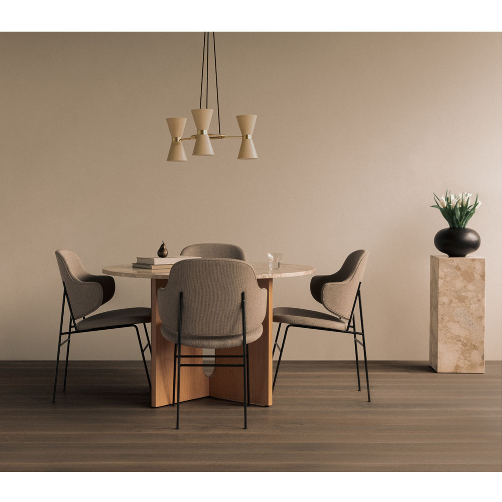 Androgyne Round Dining Table - Natural Oak, Kunis Breccia Stone Top