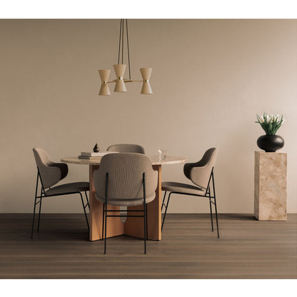 Androgyne Round Dining Table - Natural Oak, Kunis Breccia Stone Top