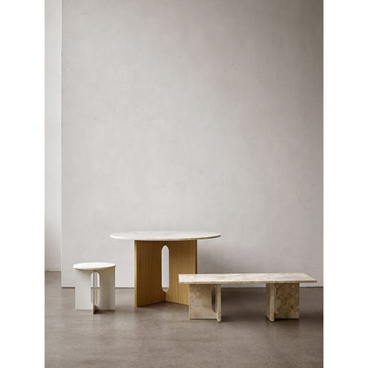 Androgyne Round Dining Table - Natural Oak, Kunis Breccia Stone Top