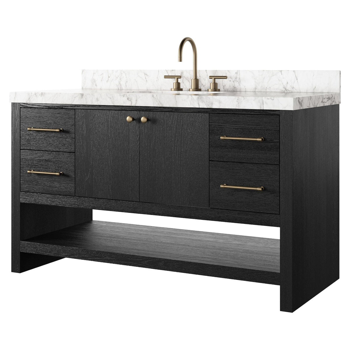 Anthem Single Wide Vanity - Black Wash Oak Veneer