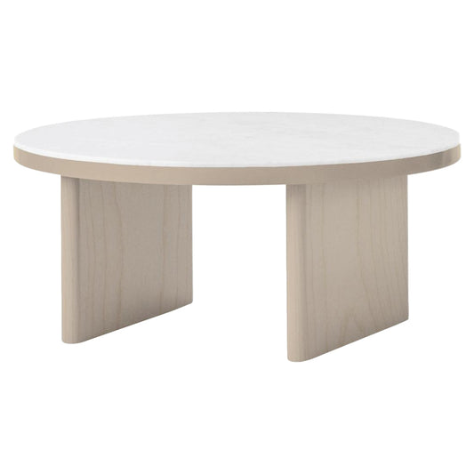 Anza Coffee Table - Natural Oak, White Carraca Marble