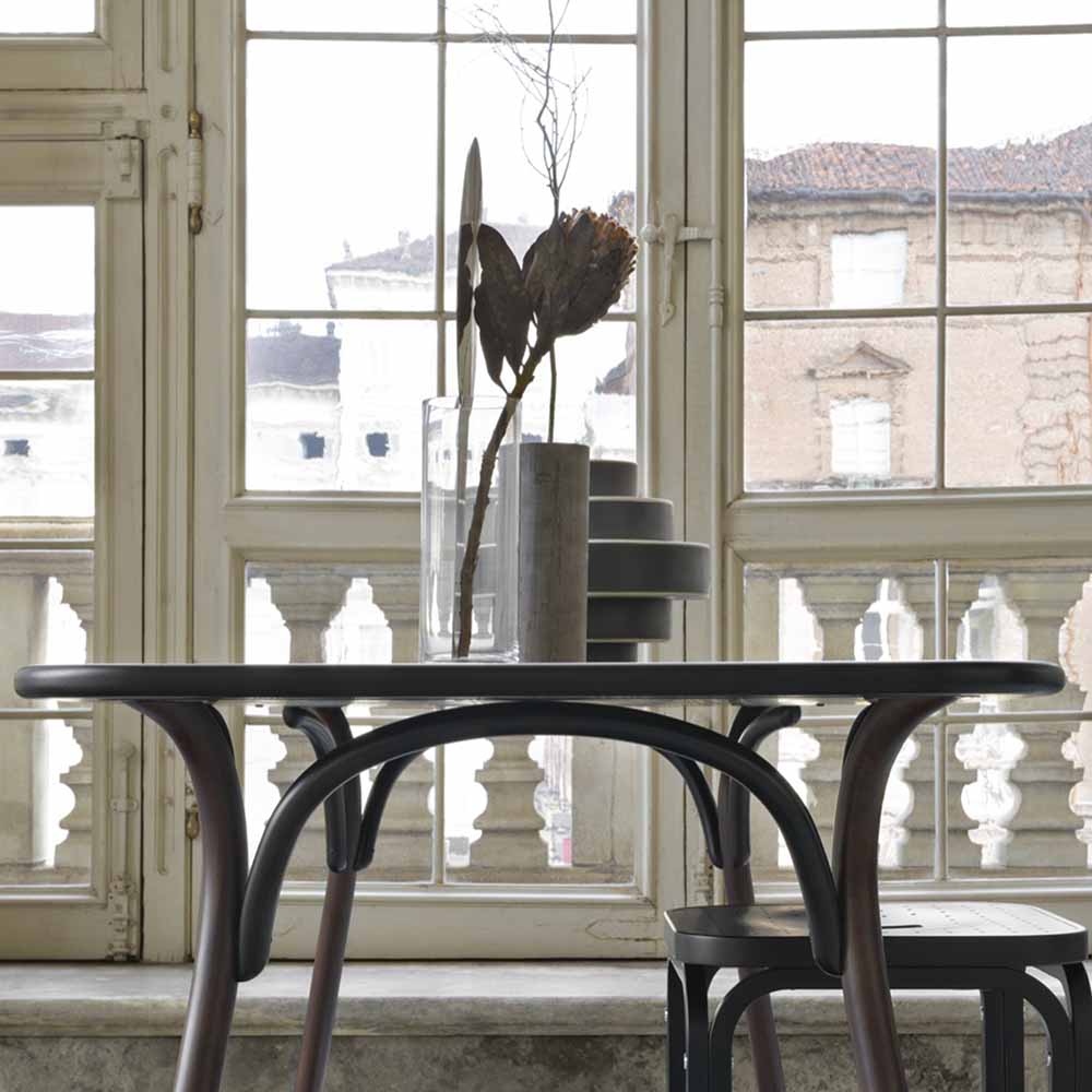 Arch Two Tone Dining Table - Black, Dark Walnut