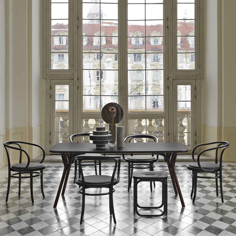 Arch Two Tone Dining Table - Black, Dark Walnut