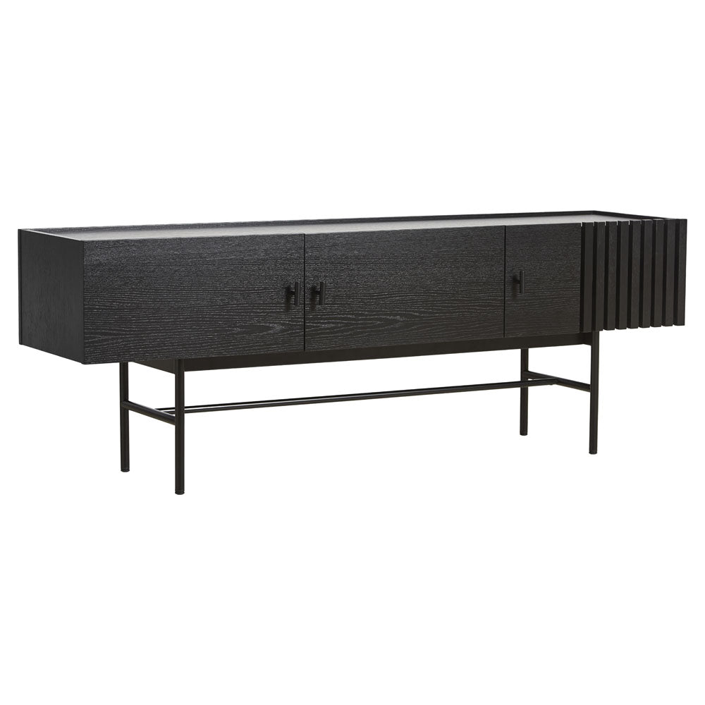 Array Low Sideboard With Leg Frame - Black Painted Oak