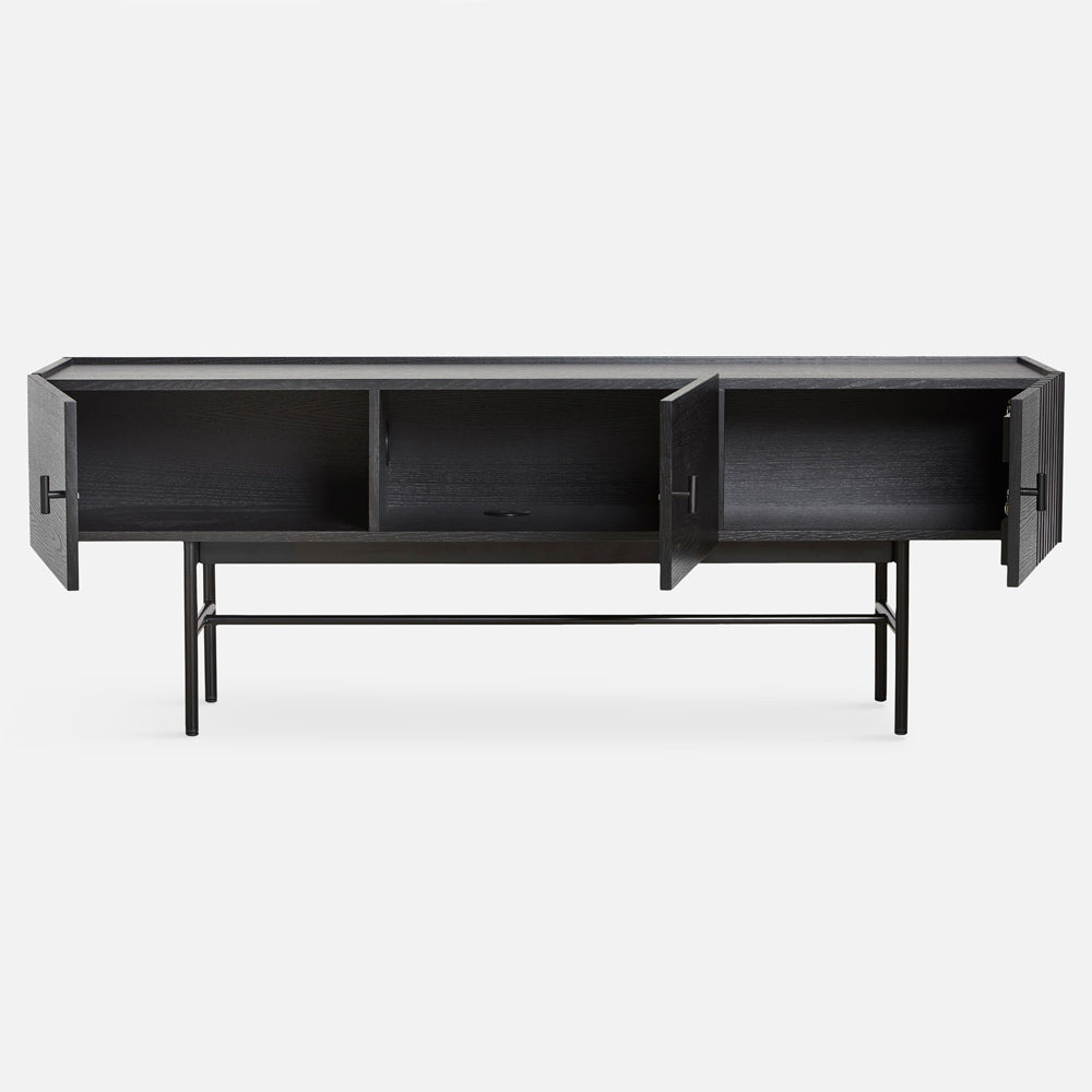 Array Low Sideboard With Leg Frame - Black Painted Oak